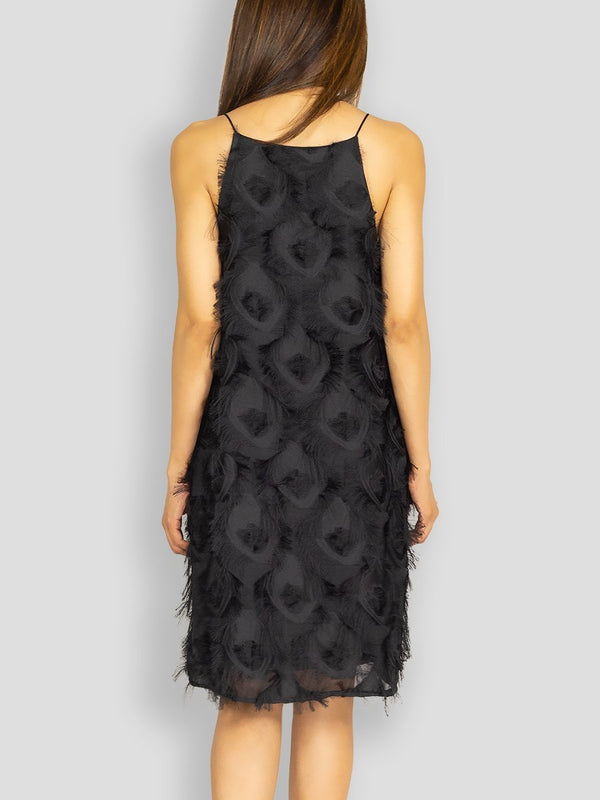 Fash Official Dress Black Feather Short Dress