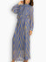 Fash Official Dress Blue and Brown Polka Dot "V" Striped Maxi Dress