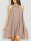 Grayish Brown Halter Short Dress