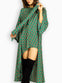 Green Irregular Abstract Print Short Dress / Top with a Head Band / Belt