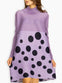 Lilac Shaded Slinky Short Dress with Black Polka Dots