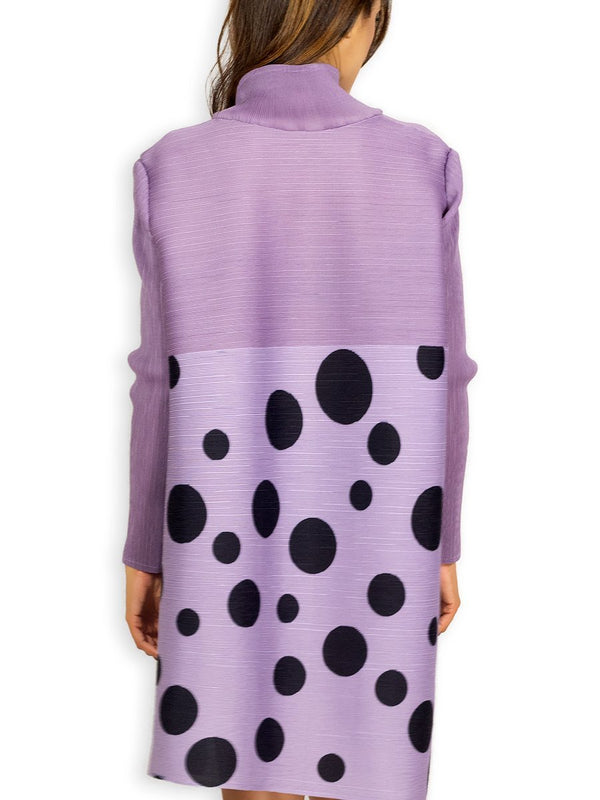 Fash Official Dress Lilac Shaded Slinky Short Dress with Black Polka Dots