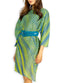 Neon Blue and Yellow Slinky Dress with Slanted Stripes
