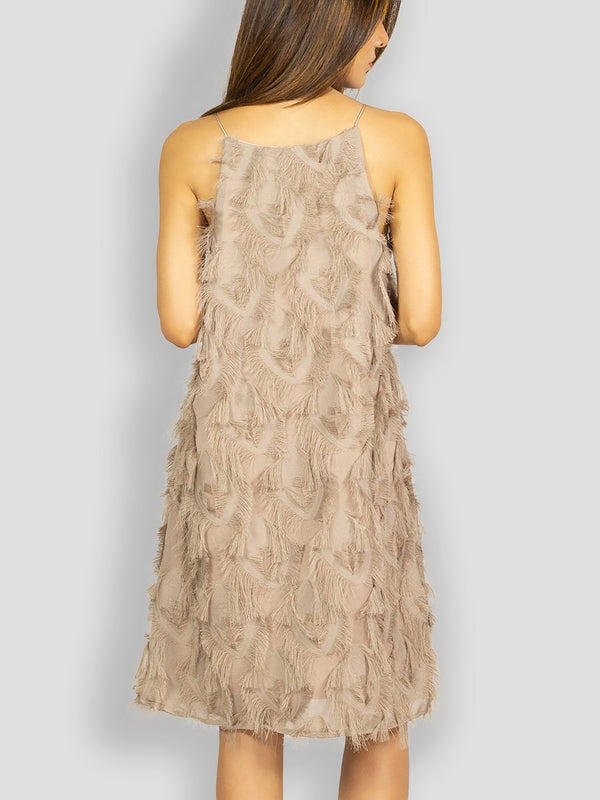 Fash Official Dress Nude Feather Short Dress