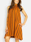Orange and Black Vertical Stripe Short Dress