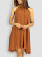 Orange Brown Halter Short Dress