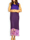 Purple Shaded Long Slinky Dress with Print at the Bottom