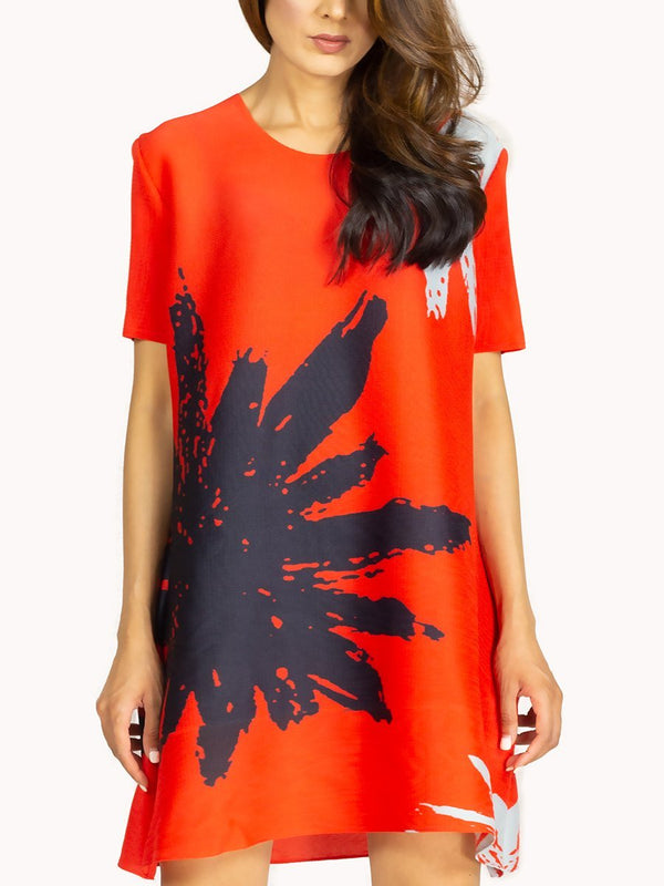 Fash Official Dress Red Printed Short Slinky Dress