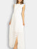 Fash Official Dress White Pleated Long Maxi Dress with Studded Metal Holes