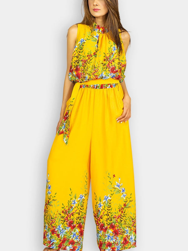 Fash Official Jumpsuits Yellow with Green, Red, Blue and White Print