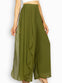 Army Green Open Leg Pants with Half Side Pleated Skirt