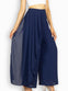 Blue Open Leg Pants with Half Side Pleated Skirt