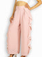 Soft Pink Open Leg Pants with White Side Frill