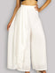White Open Leg Pants with Half Side Pleated Skirt