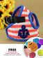 Red Striped Sailor Pet Harness ~ Personalized Engraved Tag Included