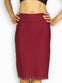 Maroon High Waisted Stretch Pencil Skirt with Beads
