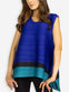 Bright Blue Slinky Top with Colored Horizontal Stripes