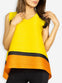 Bright Yellow Slinky Top with Colored Horizontal Stripes