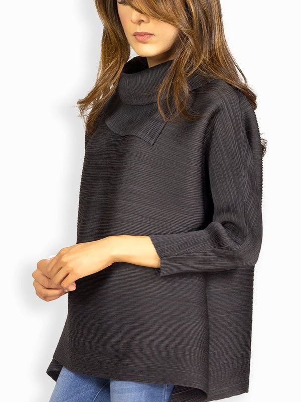 Fash Official Tops Charcoal Black Slinky Top