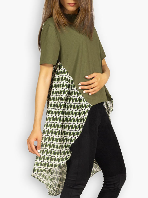 Fash Official Tops Funky Green Top with Abstract Printed Cape