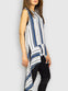 Funky Irregular Vertical Blue and White Stripe Top