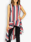 Funky Irregular Vertical Red and Blue Stripe Top