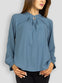 Grayish Blue Blouse Top with Brooch