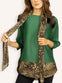 Green Leopard Print Slinky Top with Scarf