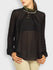 Fash Official Tops XS-M Black Blouse Top with Gold Threaded Frill and Beaded Neckline